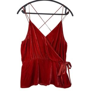 Y2K Express Babydoll Tank Top Womens LRG Orange Crushed Velvet Cami‎ Cocktail
